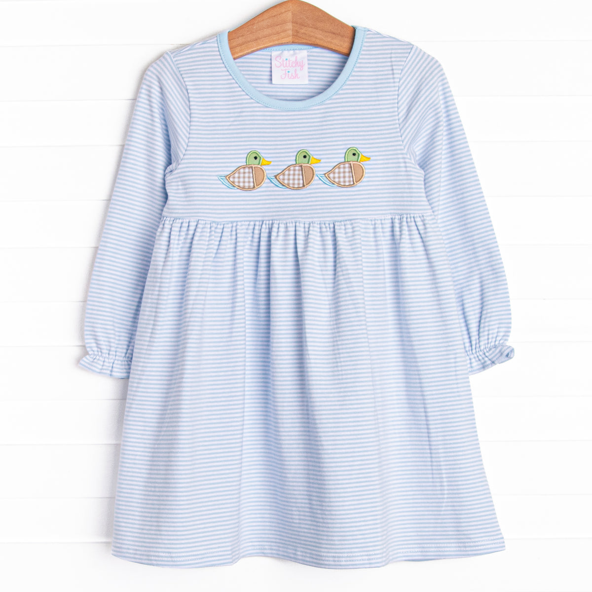 Seasonal Swim Applique Dress, Blue – Stitchy Fish