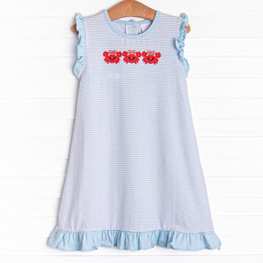 Cute and Crabby Applique Dress, Blue