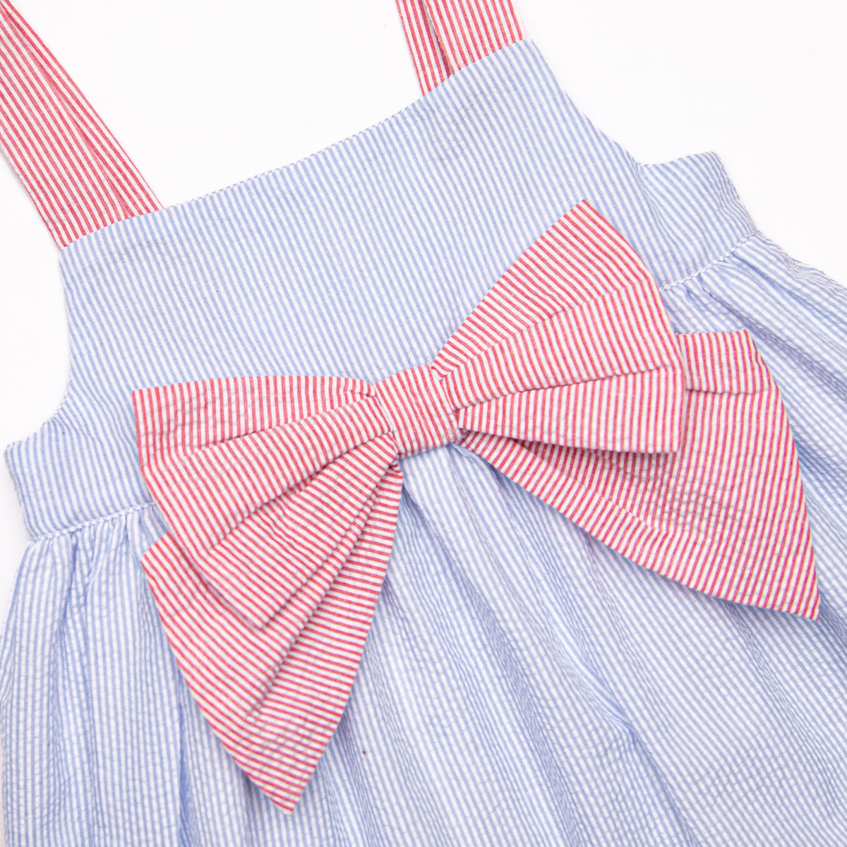 Red, White, and Blue Dress, Blue Seersucker Stitchy Fish Red, White, and Blue Dress, Blue Seersucker Stitchy Fish