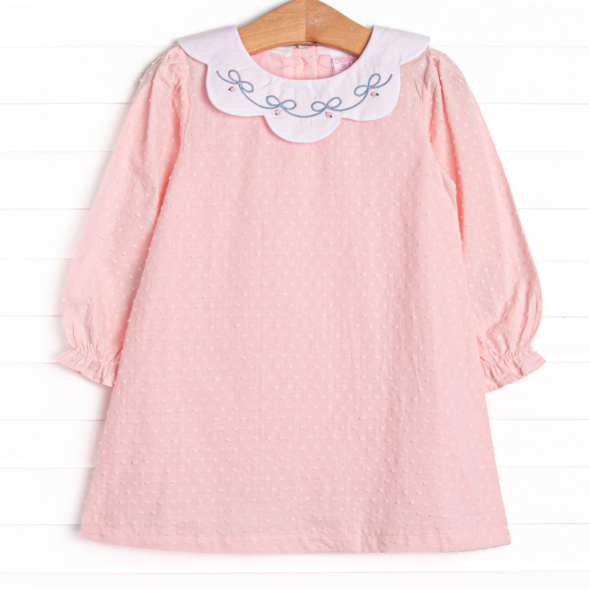 Girl's Ribbons and Roses Embroidered Dress in Pink size 7 | Stitchy Fish