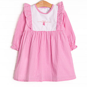 Ballet Beauty Embroidered Dress, Pink Gingham