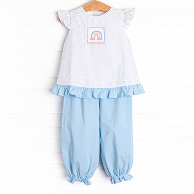 Over the Rainbow Smocked Pant Set, Blue