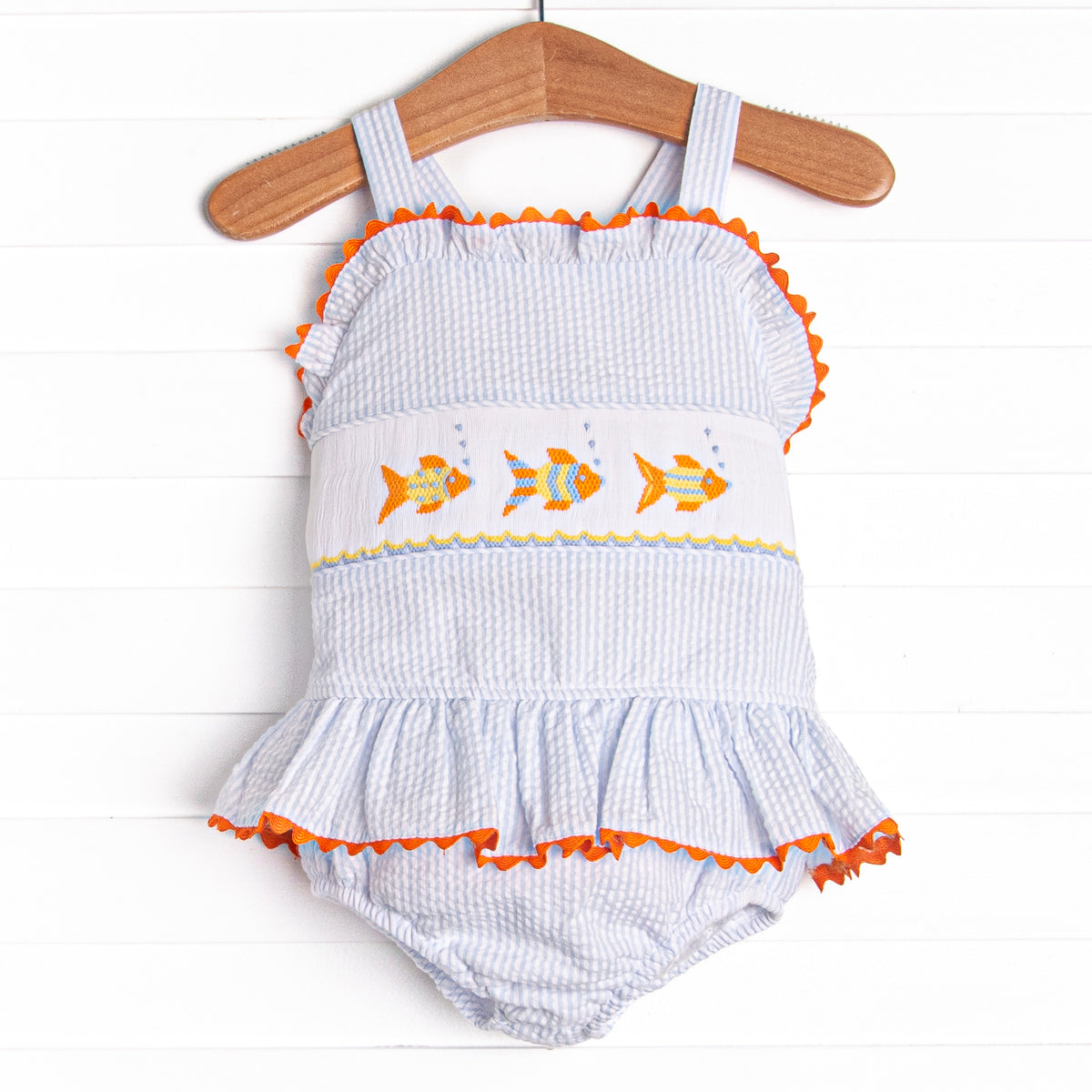 School of Fish Smocked One Piece, Blue – Stitchy Fish