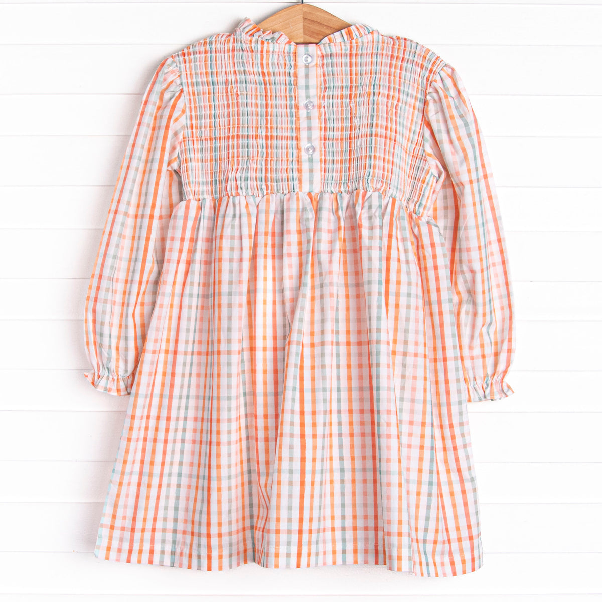 Girl's Patchwork Plaid Dress in Orange size 5
