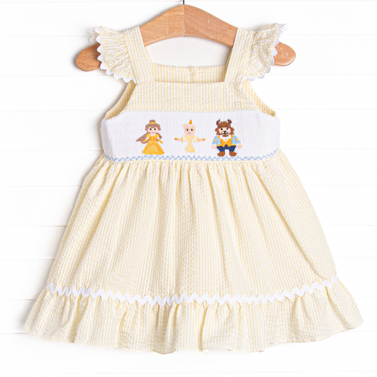 Blushing Beauty Smocked Dress, Yellow Seersucker – Stitchy Fish