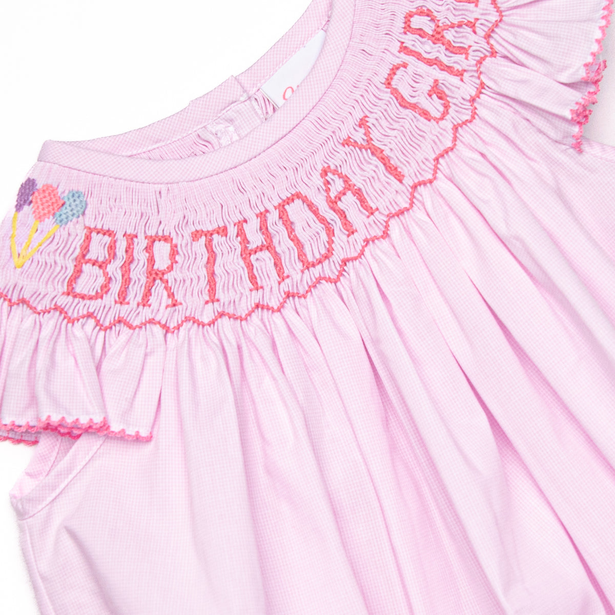 Girl's Birthday Girl Smocked Bubble in Pink size 12M