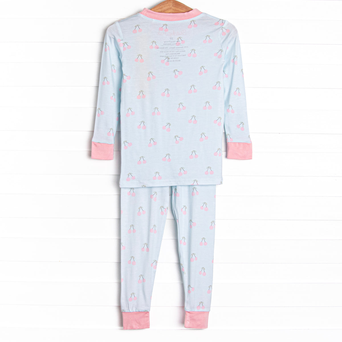 Cherry Fun Bamboo Pajama Set, Blue  Stitchy Fish