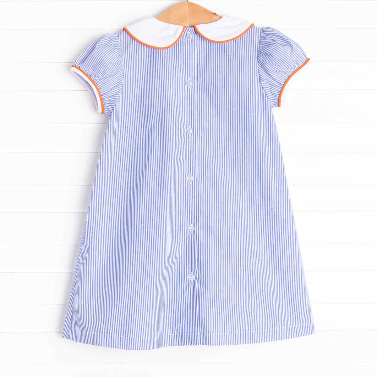 Friendly Ghost Embroidered Dress, Blue Stitchy Fish