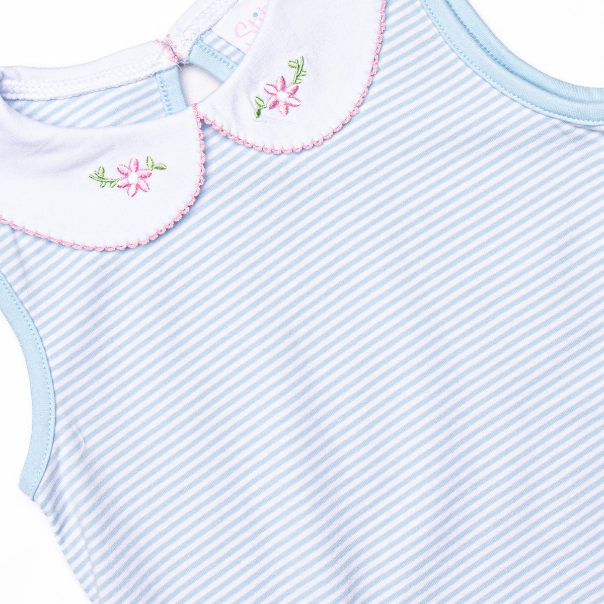 Pleated Peter Pan Bubble - Light Blue Stripe
