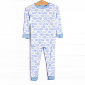 With the Tide Bamboo Pajama Set, Blue