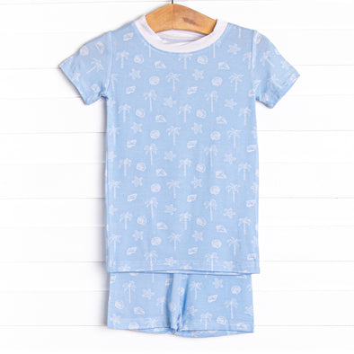 White Sands Bamboo Pajama Short Set, Blue
