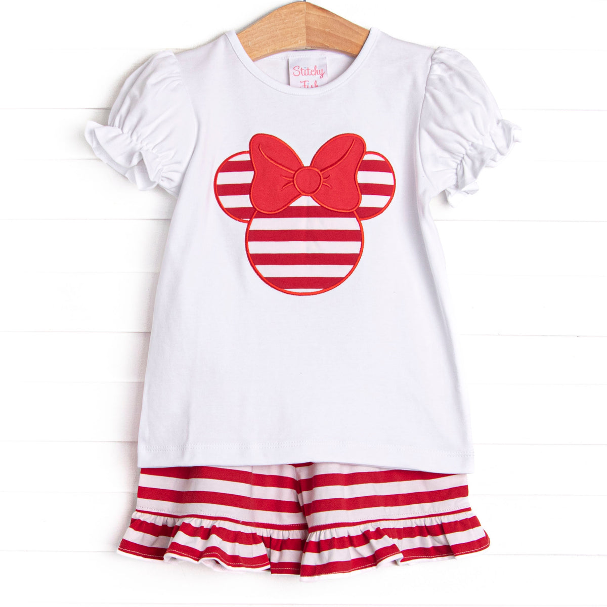 DESIGN striped knit ruffle shorts in red - part of a set DESIGN striped knit ruffle shorts in red - part of a set