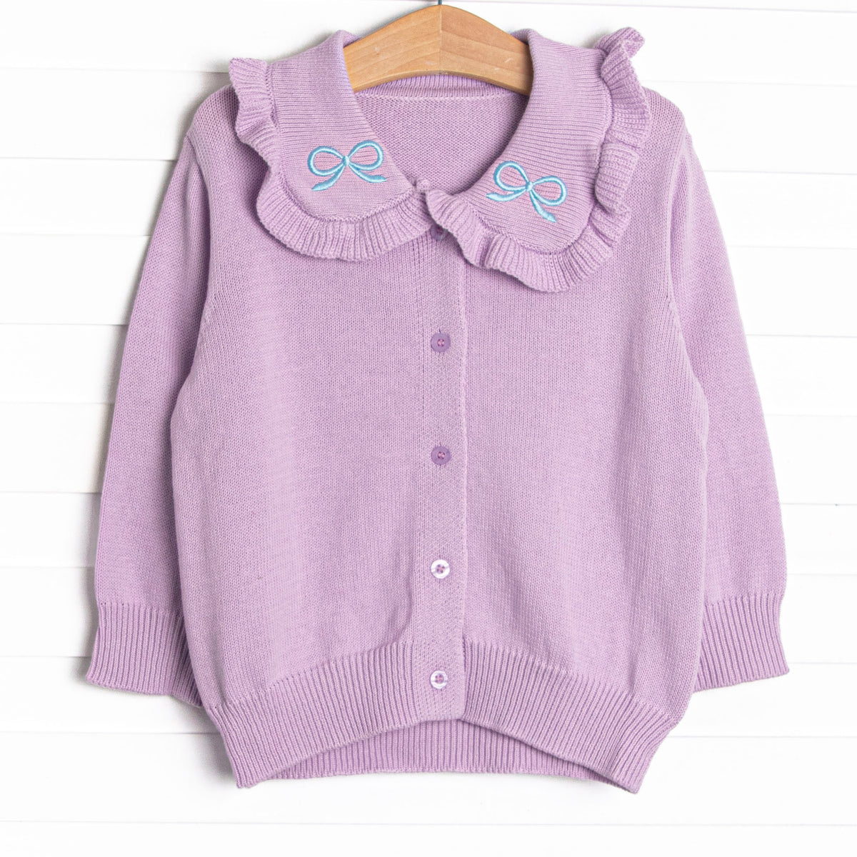 Beatrice Bow Embroidered Cardigan, Purple – Stitchy Fish