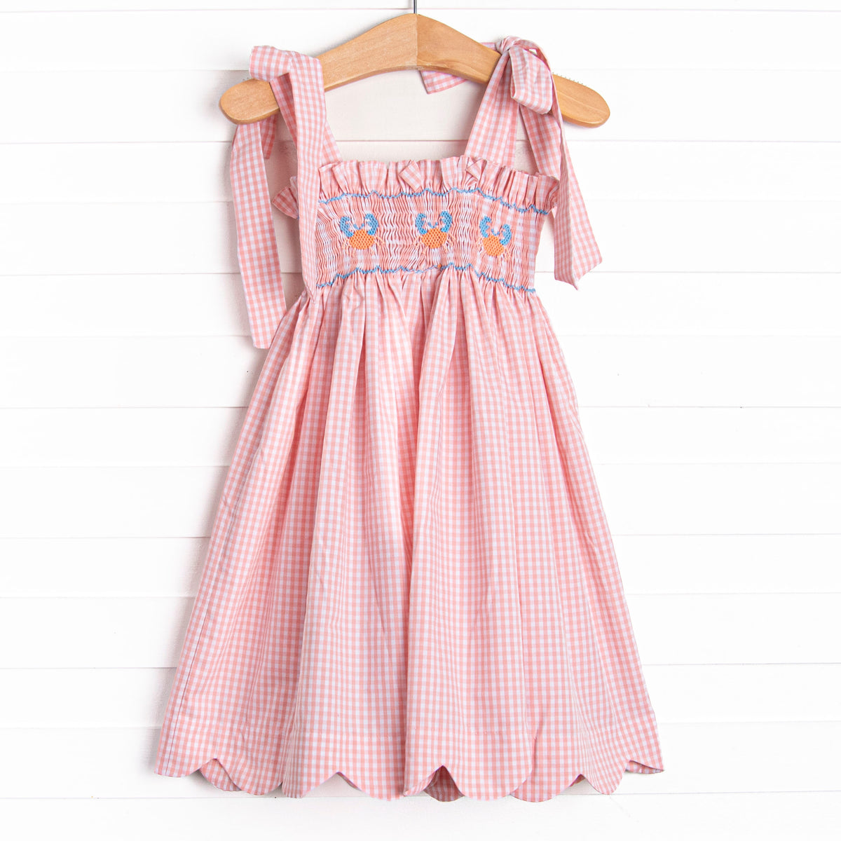 Coral Reef Crab Smocked Dress, Pink – Stitchy Fish