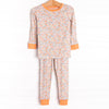 Patterned Bamboo Pajama Set, Orange