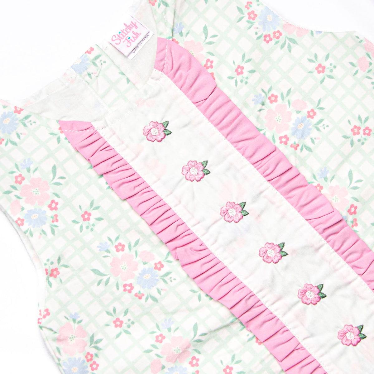 Growing Gingham Embroidered Bubble, Green – Stitchy Fish