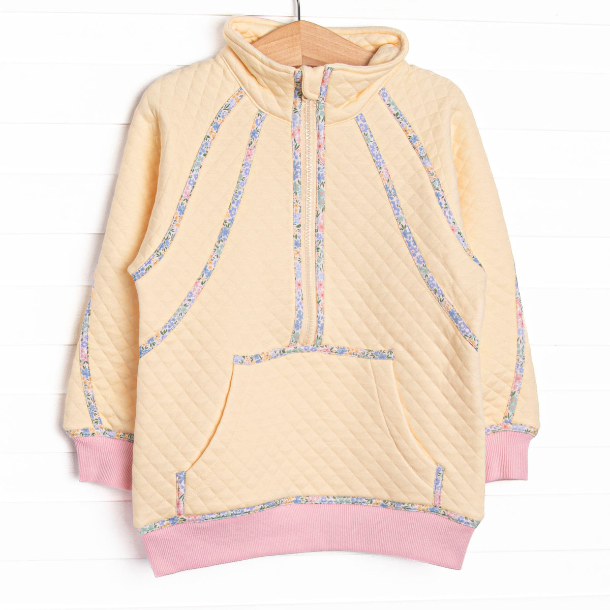 Harper Half Zip Pullover, Yellow and Pink – Stitchy Fish
