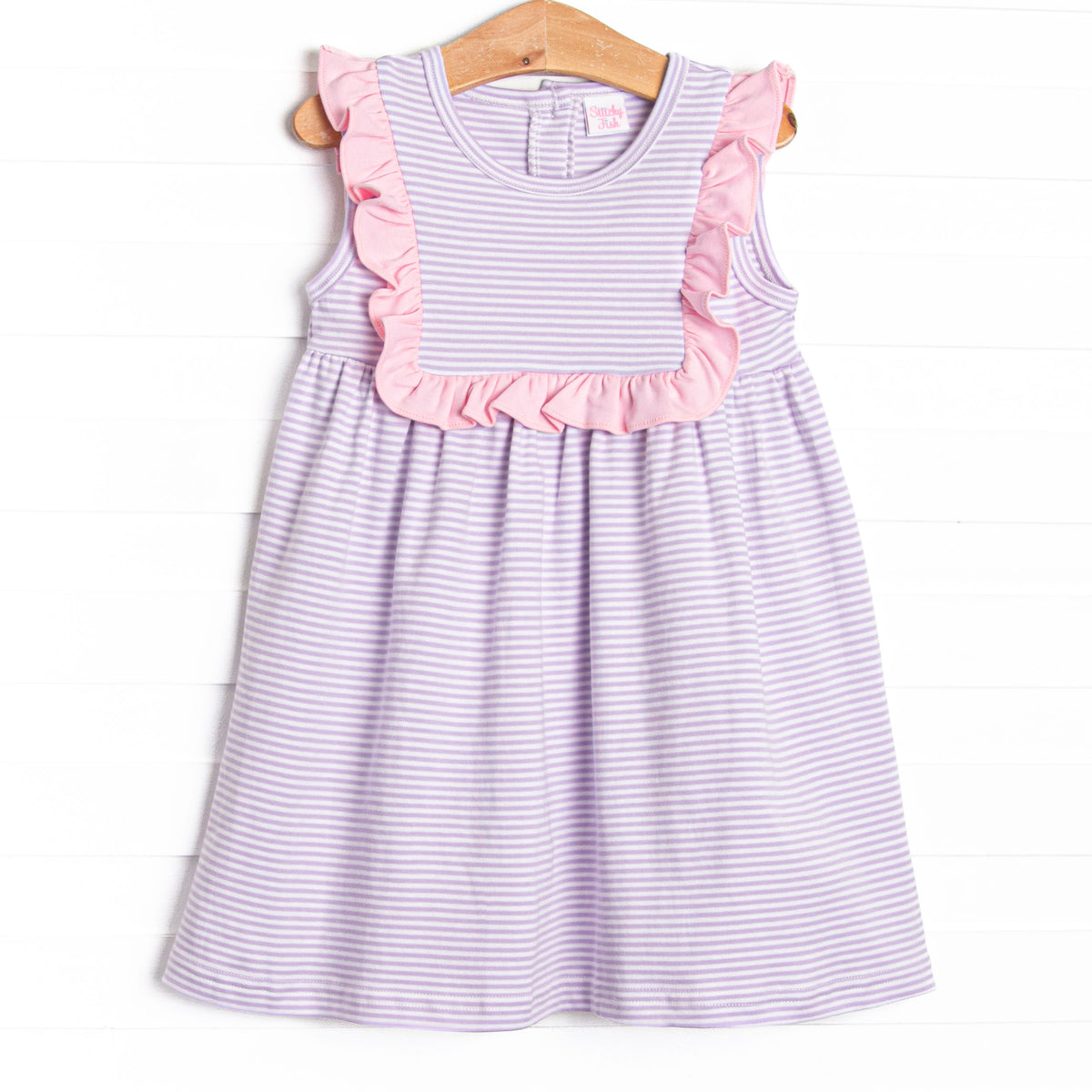 Girl's Bea Pima Dress Pink and Purple Stripe in Pink/Purple Stripe size 12M