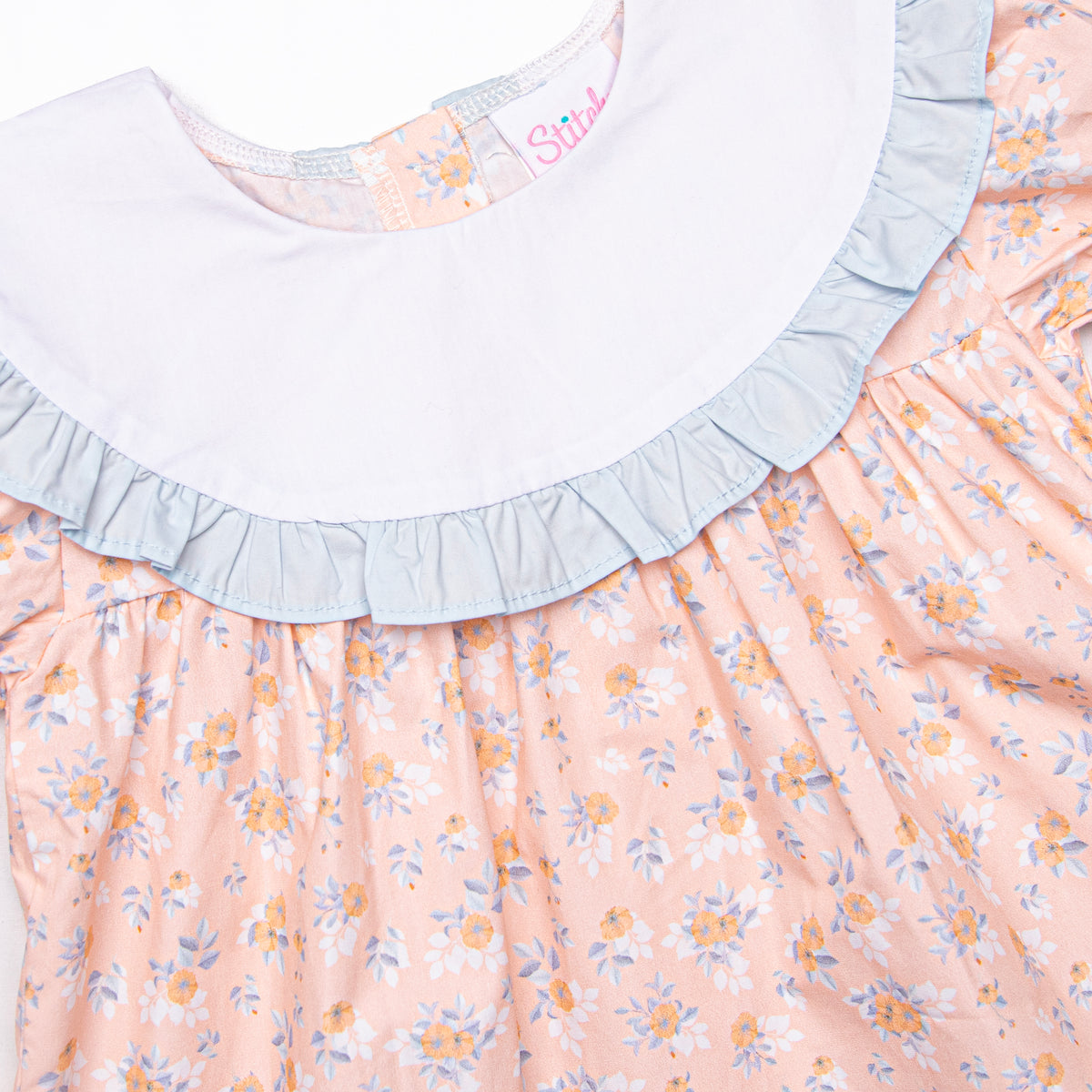 Peachy Keen Dress, Orange Stitchy Fish