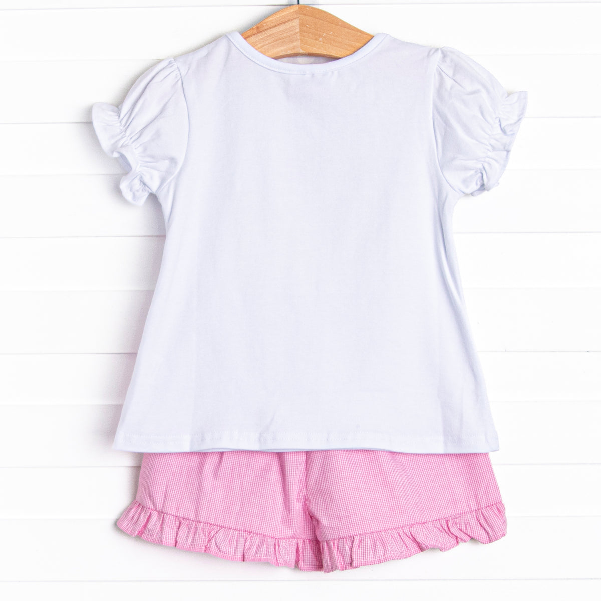 Children's Cute Bunny & Flower Applique Ruffle Sleeve T-Shirt main image 1