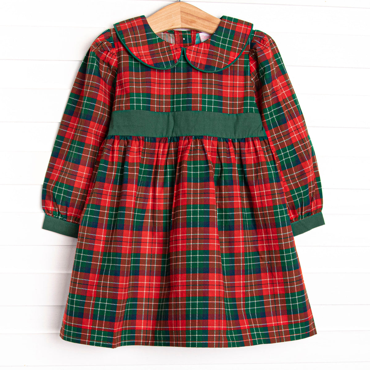 Girl's Christmas Cheer Dress in Red Plaid size 24M