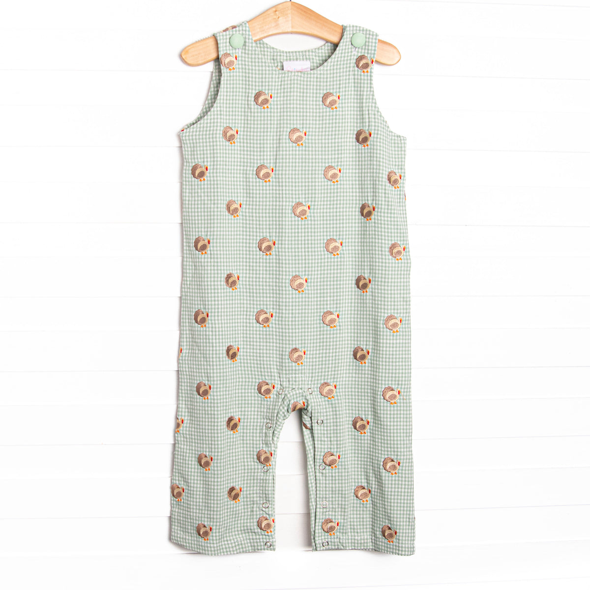 Tailfeather Craze Embroidered Jon Jon, Green Gingham – Stitchy Fish