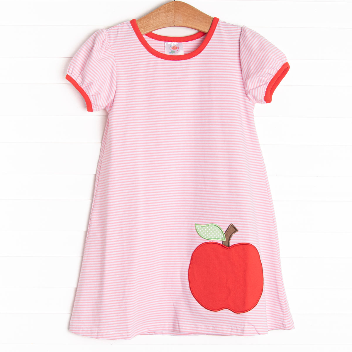 Girl's Sweet to the Core Applique Dress in Pink size 12M