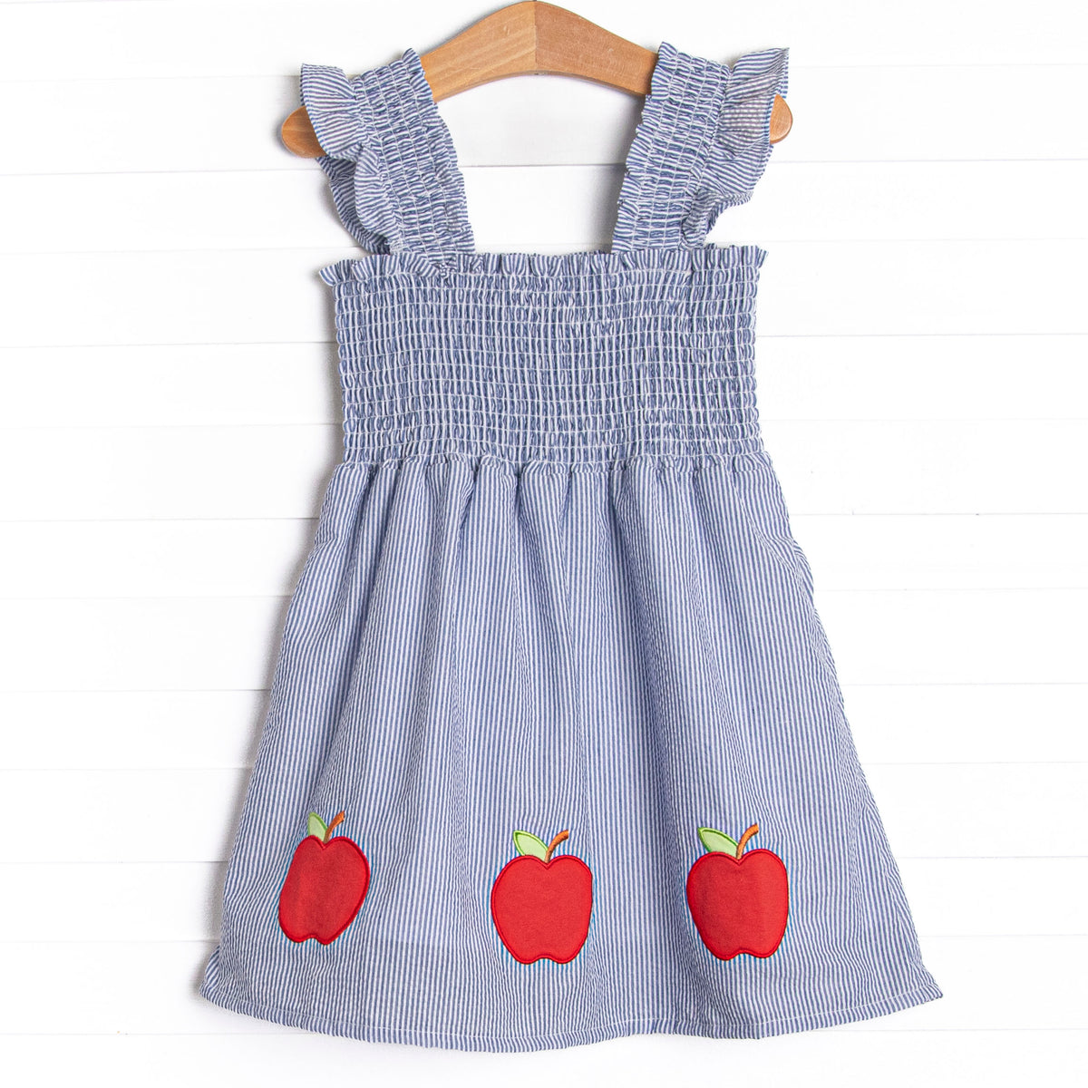 Teacher's Favorite Applique Dress, Blue – Stitchy Fish