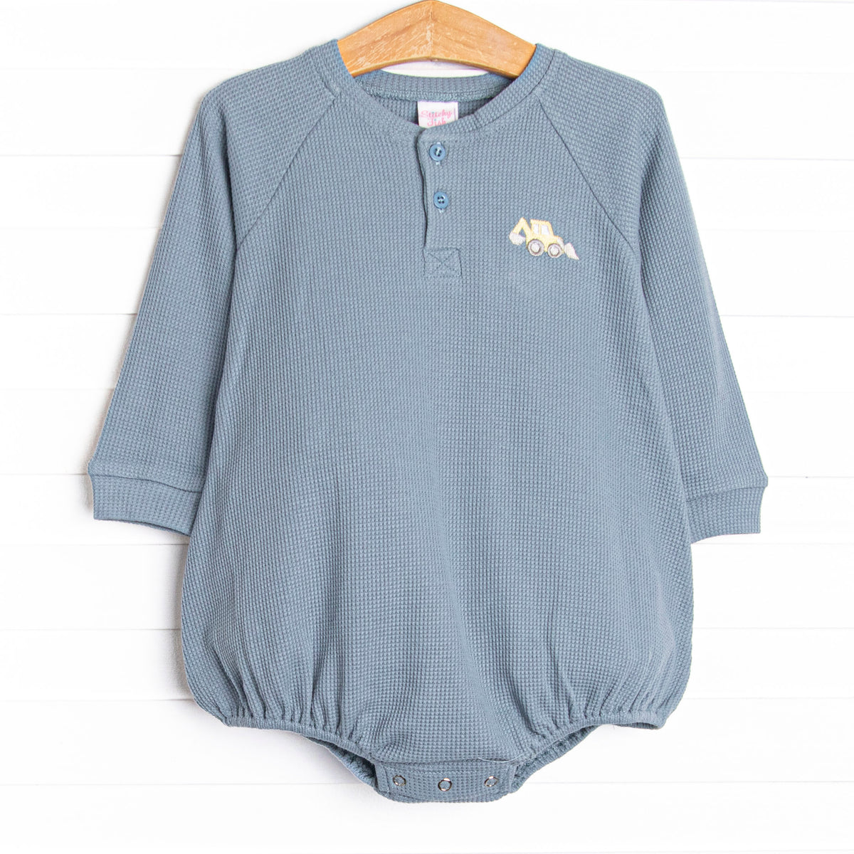 Bulldoze Builder Embroidered Waffle Knit Bubble, Blue – Stitchy Fish