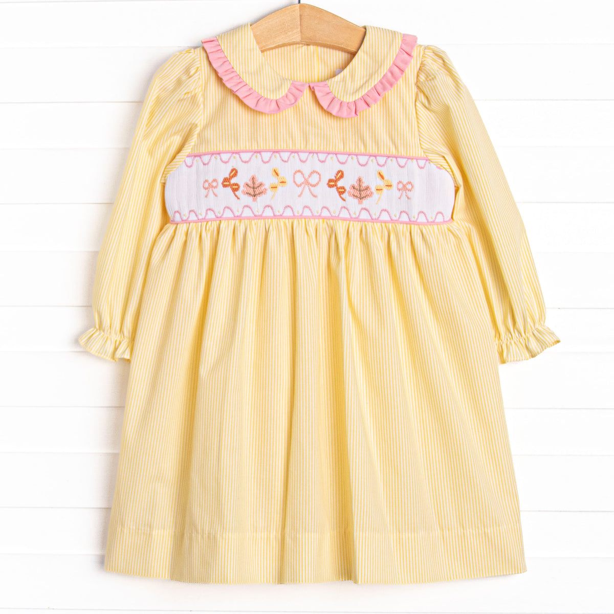 Frills and Fall Smocked Dress, Yellow – Stitchy Fish