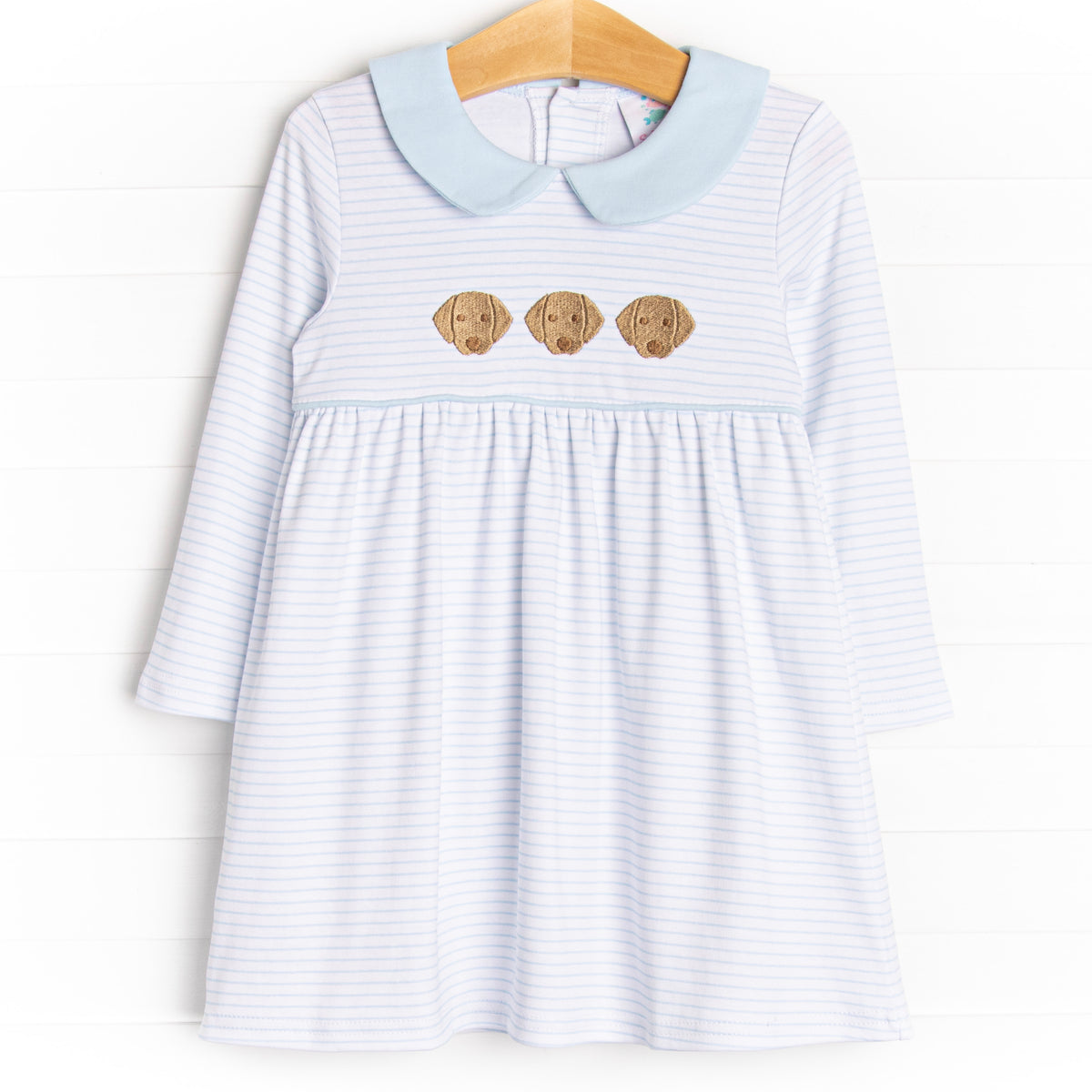 ワンピース FISH & KIDS / EMBROIDERY DRESS 2-3y Pups and Paws Pima Embroidered Dress, Blue – Stitchy Fish