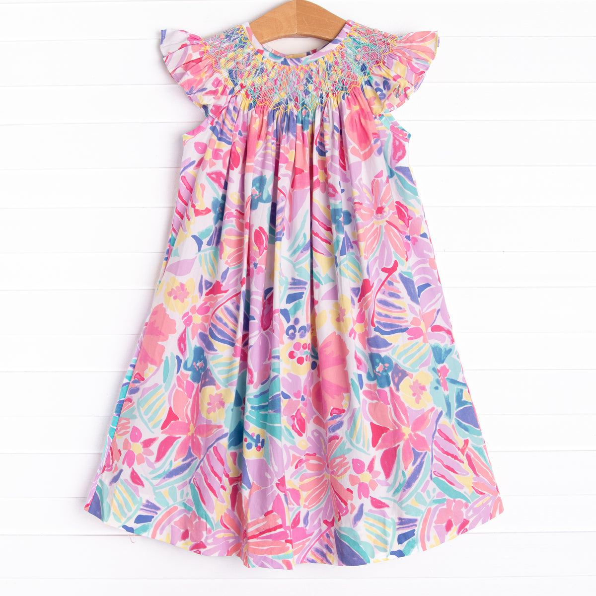 purple floral smock dress Purple Floral Geo Smocked Beth Dress