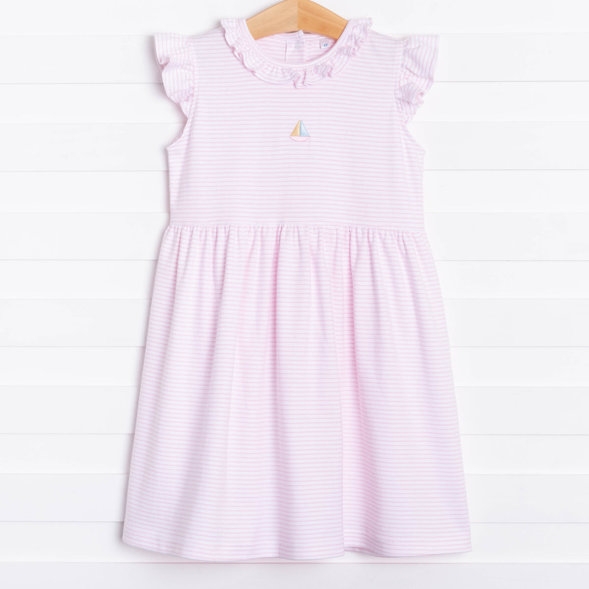strapless open back dress Girl's Aurora Angel Sleeve Pima Dress in Pink Stripe Size 12M