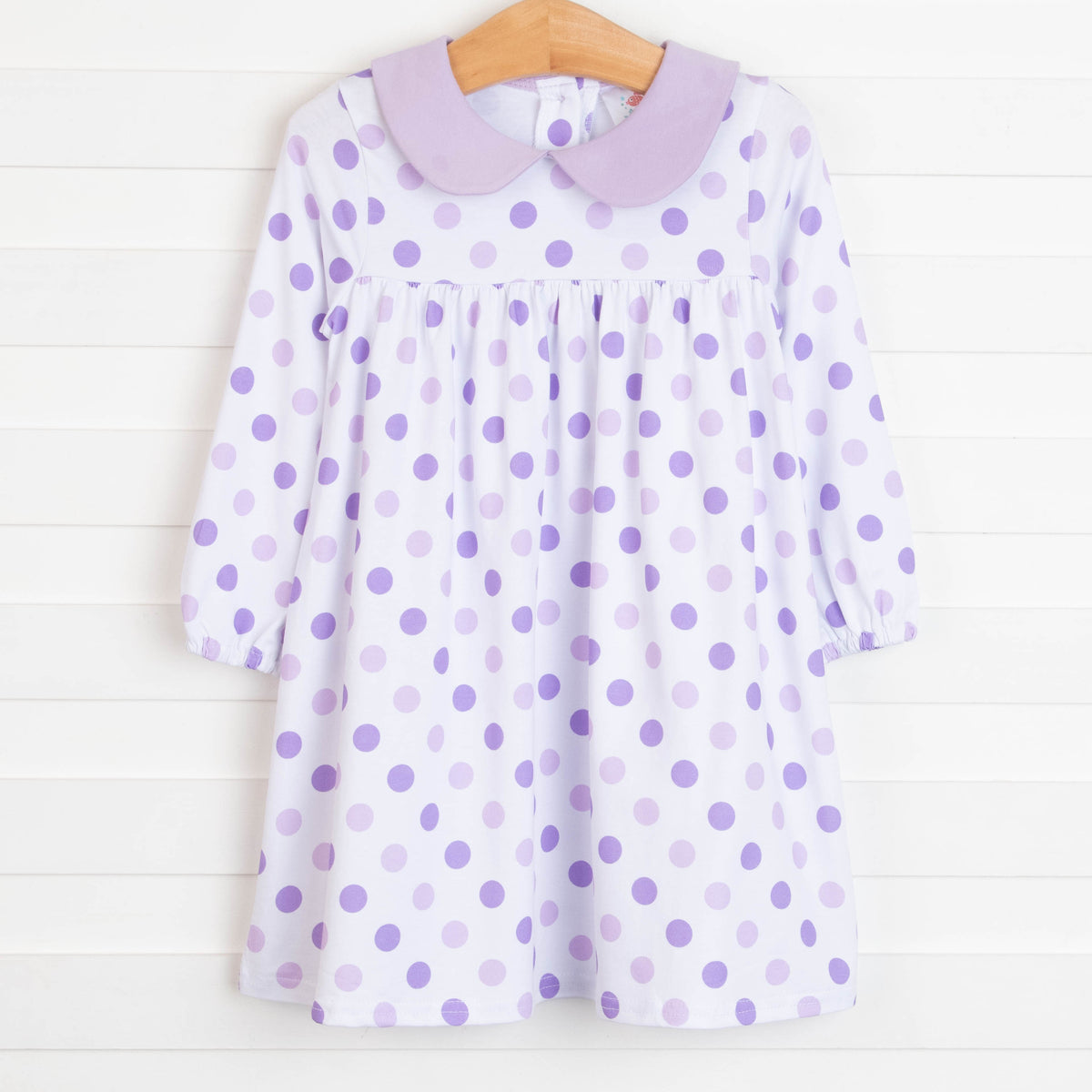 Girl's Emily Dress in Purple Dots size 12M