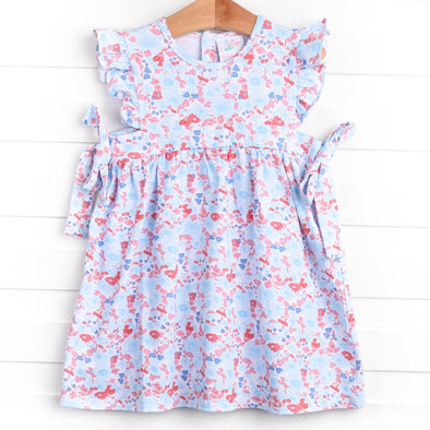 Red, White and Bloom Dress, Blue