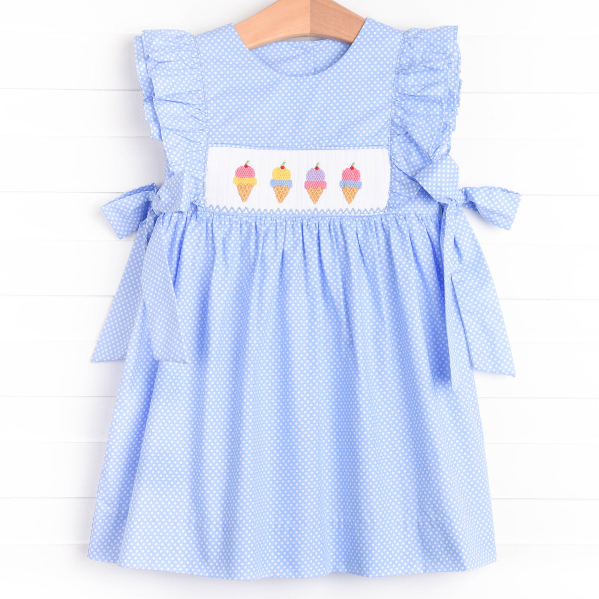 Taste of Summer Smocked Dress, Blue – Stitchy Fish