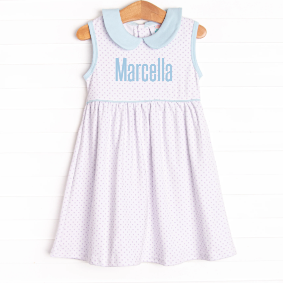 Marcella Pima Dress, Purple Dot