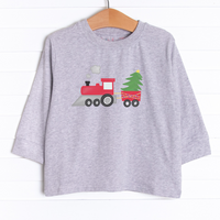It is featured in 3 colors; Heather Gray, White, and Navy!
