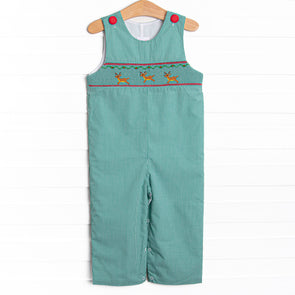 Rudolph's Runway Smocked Jon Jon, Green