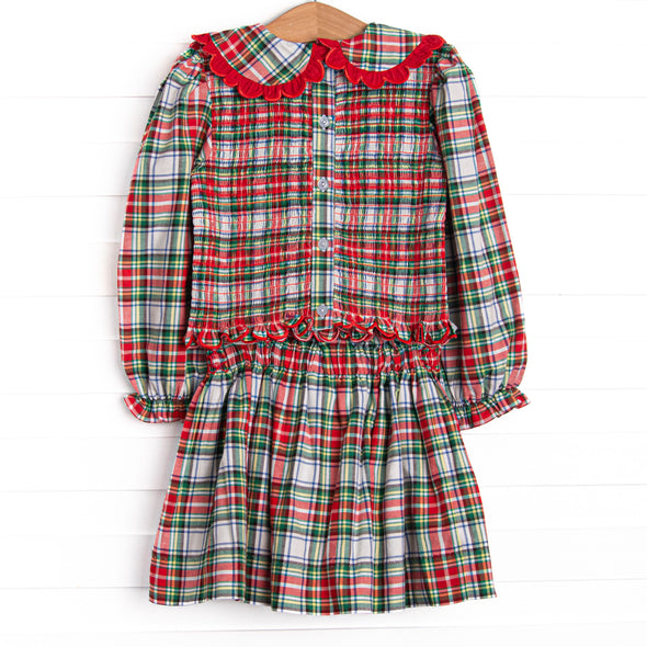 Bleu: Colette Classic Smocked Long Sleeve Skirt Set, Red Plaid