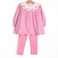 Pumpkin Patch Proper Embroidered Legging Set, Pink