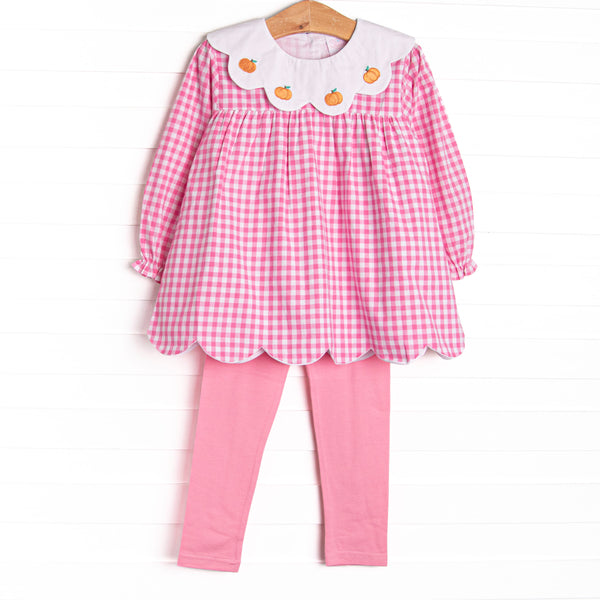 Pumpkin Patch Proper Embroidered Legging Set, Pink
