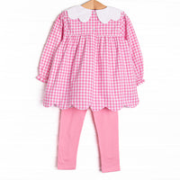 Pumpkin Patch Proper Embroidered Legging Set, Pink