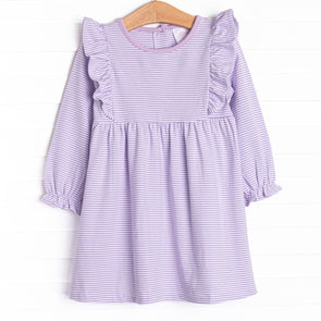 Claire Long Sleeve Dress, Purple Stripe