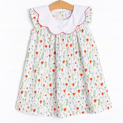 Fresh Water Florals Dress, Red