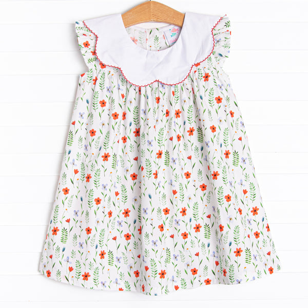 Fresh Water Florals Dress, Red