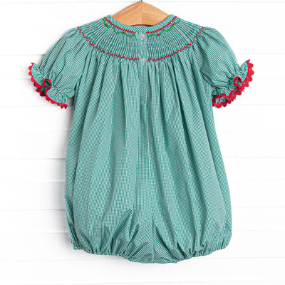 Rudolph's Runway Smocked Bubble, Green