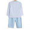 One Lucky Pup Applique Pant Set, Light Blue Stripe