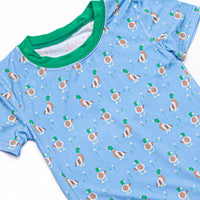 Little Mallard Meadow Bamboo Girl Pajama Short Set, Blue