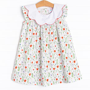 Fresh Water Florals Dress, Red